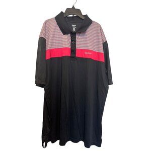 Reebok Golf Playdry Polo Shirt Mens 1XL Black Red Striped Short Sleeve Polyester